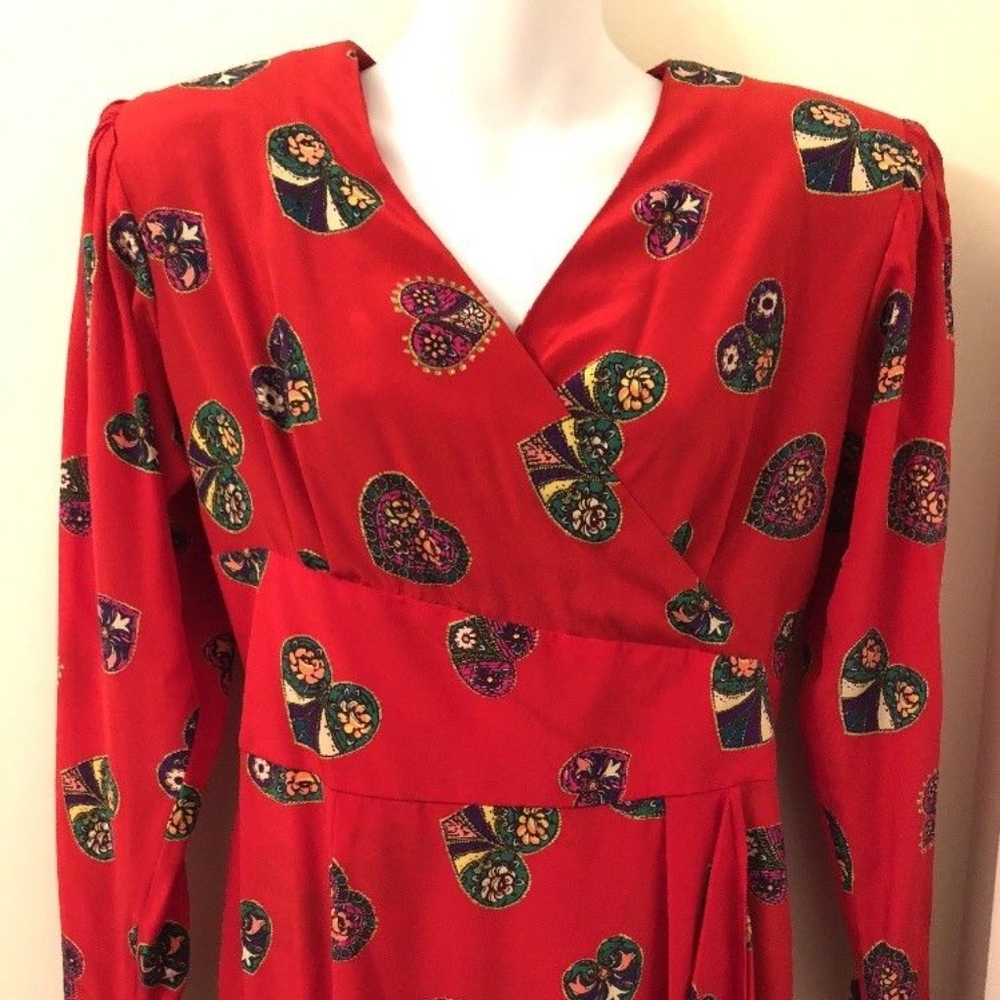 vintage NWT Holt Renfrew red silk dress heart 8